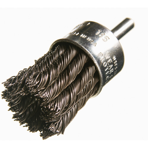 Knotted Wire End Brushes, 1" Dia., 0.012" Wire Dia., 1/4" Shank Auto-Cam