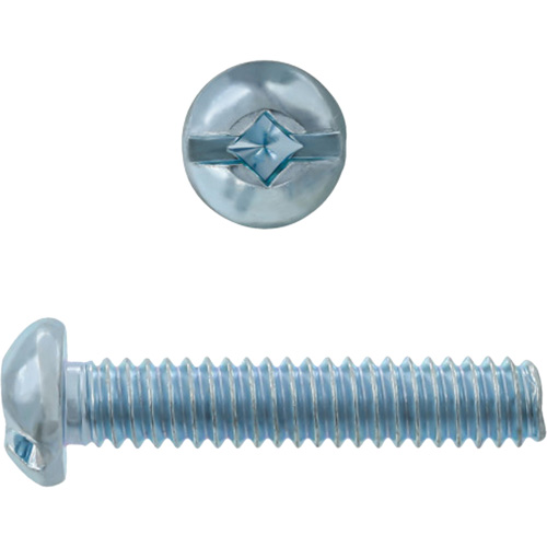 Round Square/Slot HD Machine Screws, #6 x 3" L, Zinc Plated Auto-Cam