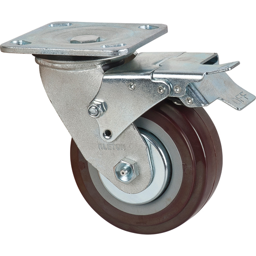 Roulette, Pivotant avec frein, 5" (127 mm), Polyur&eacute;thane, 650 lb (294 kg) Auto-Cam