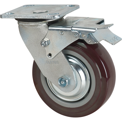 Roulette, Pivotant avec frein, 6" (152,4 mm), Polyur&eacute;thane, 850 lb (385 kg) Auto-Cam