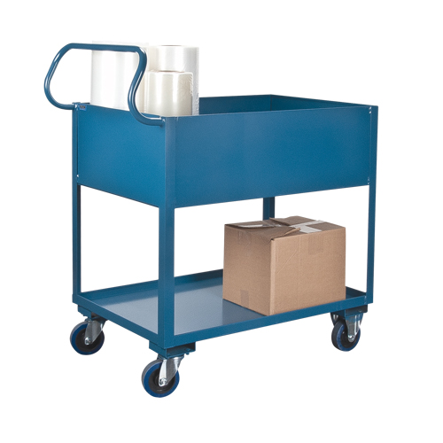 Deep Lipped Service Cart, 2 Tiers, 24" W x 47" H x 36" D, 1200 lbs. Capacity Auto-Cam