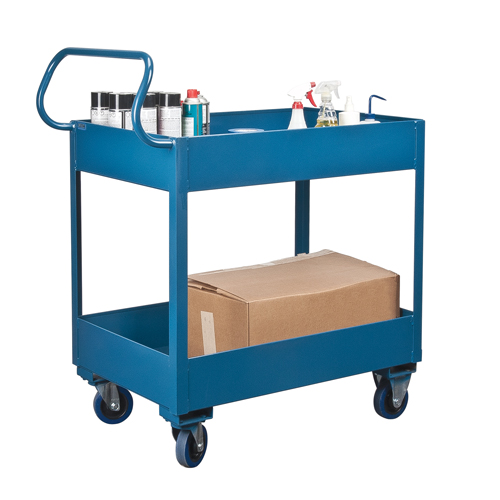 Deep Lipped Service Cart, 2 Tiers, 24" W x 47" H x 36" D, 1200 lbs. Capacity Auto-Cam