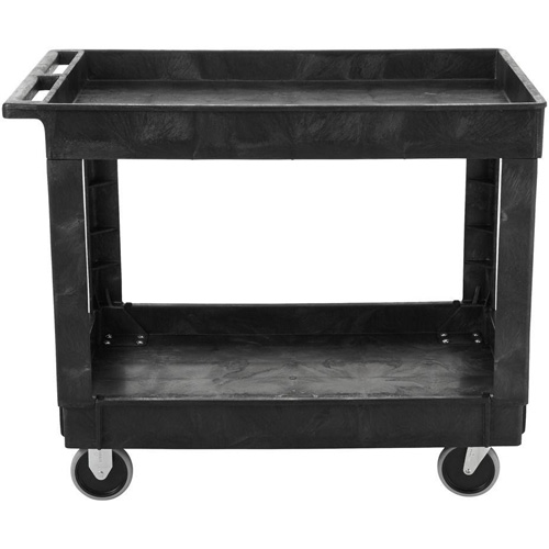 Flat Handle Utility Cart, 2 Tiers, 40" x 32-1/4" x 24", 500 lbs. Capacity Auto-Cam