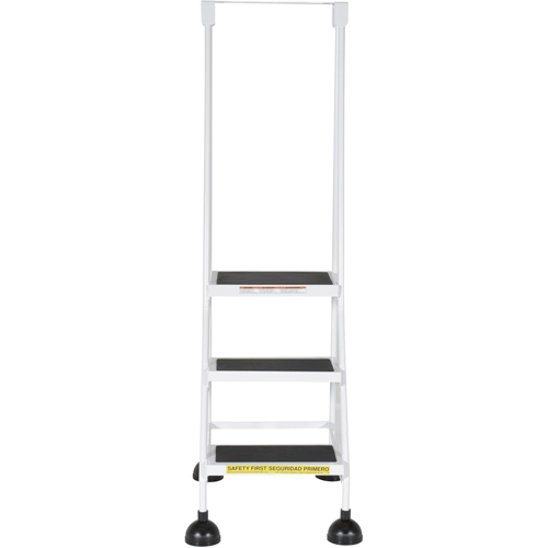 Stop-Step Ladders, 3 Steps, 16" Step Width, 28-11/16" Platform Height, Steel Auto-Cam