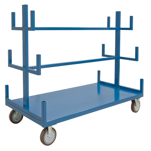 Mobile Pipe & Bar Rack, Steel, 72" W x 36" D x 60" H, 3000 lbs. Capacity Auto-Cam