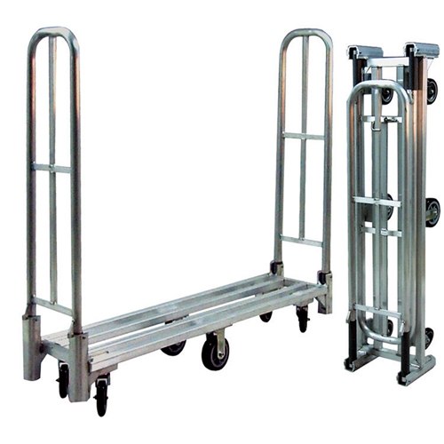 Aluminum U-Boat Folding Utility Cart, 16" W x 60" L, 1500 lbs. Cap., Polyurethane Wheels Auto-Cam