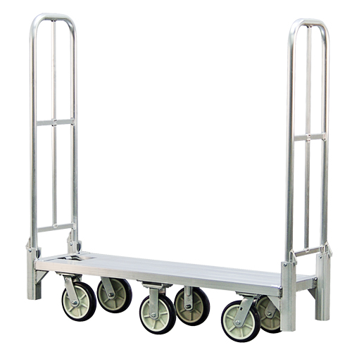 Aluminum U-Boat Folding Bulk Delivery Cart, 18" W x 61" L, 1200 lbs. Cap., Polyurethane Wheels Auto-Cam