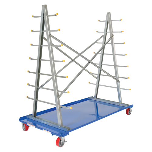 A-Frame Bar & Pipe Cart, Steel, 36-3/4" W x 73-3/4" D x 72-1/2" H, 2000 lbs. Capacity Auto-Cam