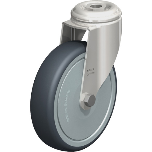 Roulette en &eacute;lastom&egrave;re thermoplastique acier inoxydable, Pivotant, Diam&egrave;tre 5" (127 mm), Capacit&eacute; 265 lb (120 kg) Auto-Cam