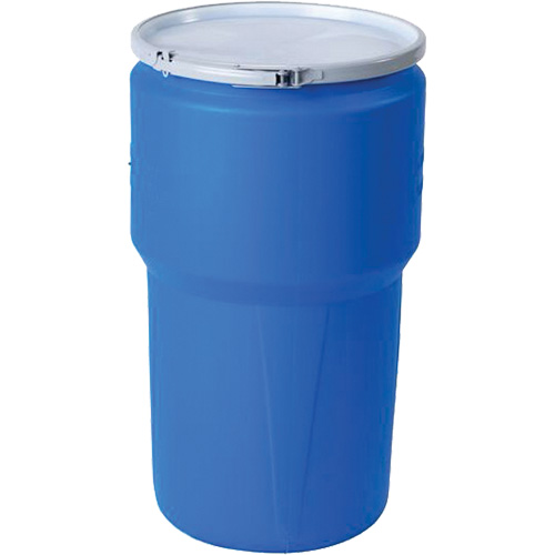 Baril emboîtable en poly&eacute;thyl&egrave;ne, 14 gal. US (11,7 gal. imp.), Dessus ouvert, Bleu Auto-Cam