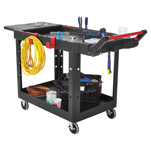 Chariot utilitaire robuste et polyvalent, 2 tiers, 17-3/4" x 36" x 46-1/5", Capacit&eacute; 500 lb Auto-Cam