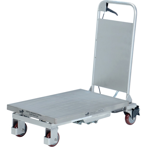 Table &eacute;l&eacute;vatrice hydraulique manuelle &agrave; ciseaux, 27-1/2" lo x 17-5/8" la, Partiellement en acier inoxydable, Capacit&eacute; 400 lb Auto-Cam