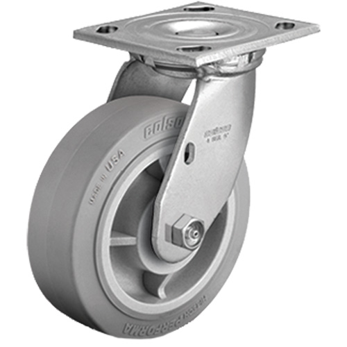 Roulette avec plaque, Pivotant, 4" (101,6 mm), Caoutchouc, 225 lb (102 kg) Auto-Cam