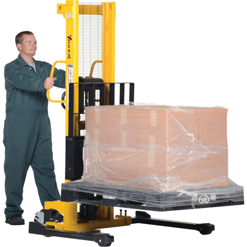 Manual Hydraulic Stacker, Hand Pump Operated, 2000 lbs. Capacity, 35" Max Lift Auto-Cam