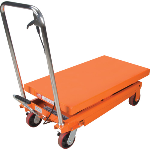 Hydraulic Scissor Lift Table, 35-3/4" L x 19-3/4" W, Steel, 770 lbs. Capacity Auto-Cam