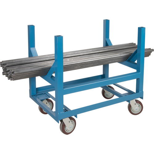 Pipe & Bar Cradle Truck, 48" L x 24" W x 34" H, 2500 lbs. Capacity, Polyurethane Wheels Auto-Cam