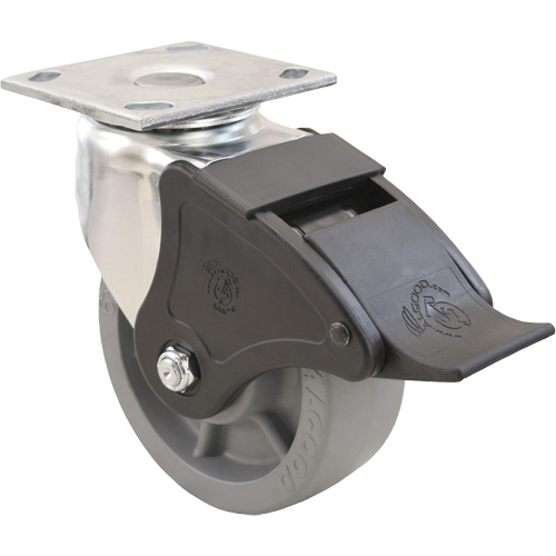 Emaxx Caster, Swivel with Brake, 4" (101.6 mm), Envirothane, 1000 lbs. (453.6 kg.) Auto-Cam