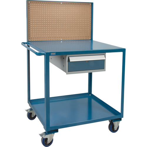 Mobile Service Cart, 2 Tiers, 24" W x 57" H x 40" D, 1200 lbs. Capacity Auto-Cam