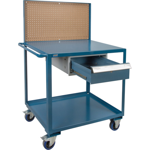 Mobile Service Cart, 2 Tiers, 24" W x 57" H x 40" D, 1200 lbs. Capacity Auto-Cam