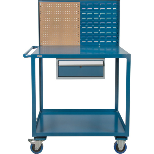 Mobile Service Cart, 2 Tiers, 24" W x 57" H x 40" D, 1200 lbs. Capacity Auto-Cam