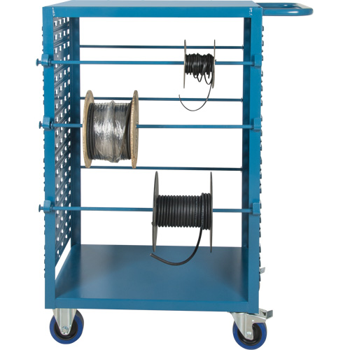 Mobile Wire Spool Cart, Steel, 6 Rod, 21" W x 48" H x 38" D, 1200 lbs. Capacity Auto-Cam