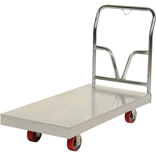 Aluminum Sheet Deck Platform Truck, 24" W x 48" L, 3600 lbs. Cap., Polyurethane Wheels Auto-Cam