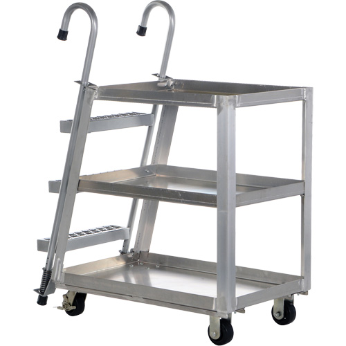 Stockpicker Truck, Aluminum, 21-7/8" W x 40" D, 3 Shelves, 660 lbs. Capacity Auto-Cam