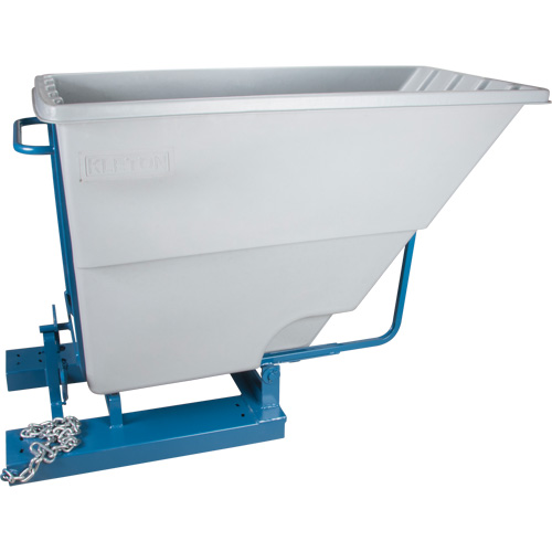 Self-Dumping Hopper, Polyethylene, 1-1/10 cu.yd, Grey Auto-Cam