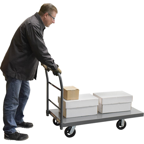 Platform Truck, 48" L x 24" W, 2000 lbs. Capacity, Rubber Casters Auto-Cam
