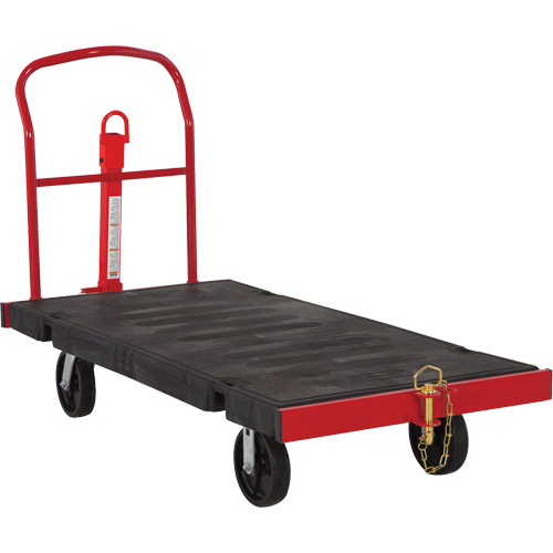 Towable Platform Cart, 64-1/4" L x 30-1/2" W, 2500 lbs. Cap., Polyolefin Wheels Auto-Cam