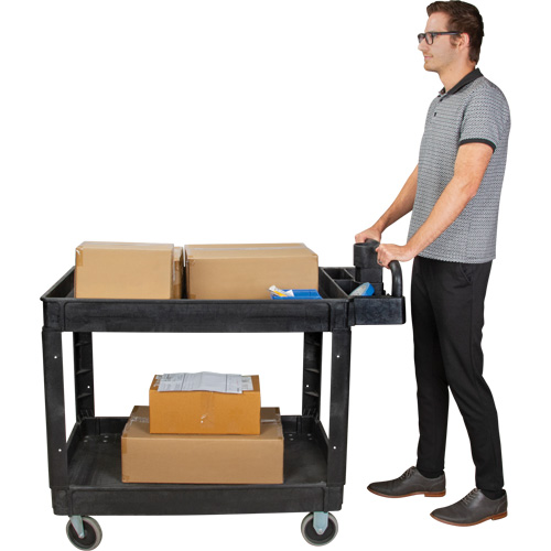 Utility Cart, 2 Tiers, 25-5/8" x 33-1/2" x 43-3/4", 550 lbs. Capacity Auto-Cam