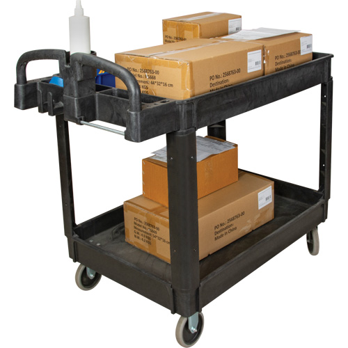 Utility Cart, 2 Tiers, 25-5/8" x 33-1/2" x 43-3/4", 550 lbs. Capacity Auto-Cam