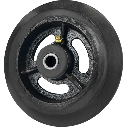Mold-On Rubber Wheel, 6'' (152 mm) Dia. x 1-1/2" (38 mm) W, 450 lbs. (204 kg.) Capacity Auto-Cam