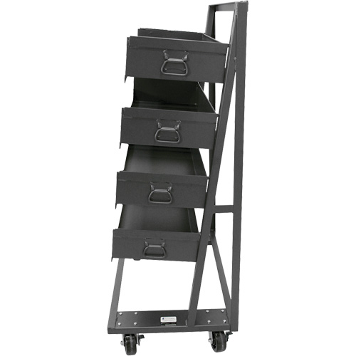 Single-Sided Heavy Duty A-Frame Cart with 4 Large Trays, 38" x 25" x 63", 2500 lbs. Capacity Auto-Cam