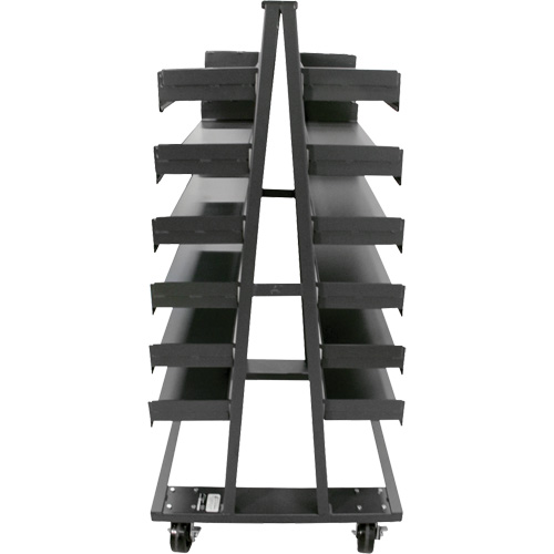 Double-Sided Heavy Duty A-Frame Cart with 12 Trays, 38" x 30" x 63", 2500 lbs. Capacity Auto-Cam