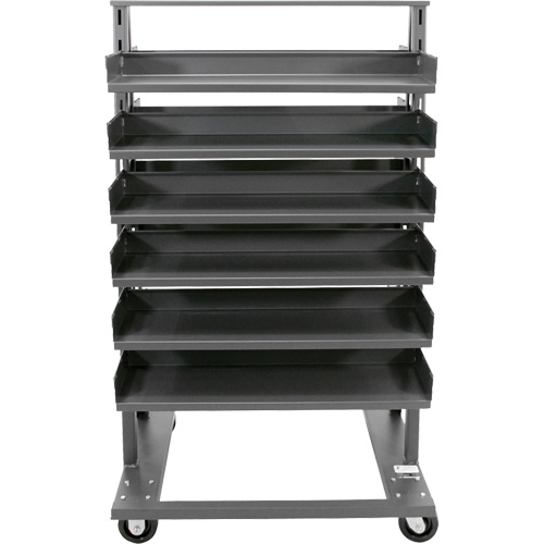 Double-Sided Heavy Duty A-Frame Cart with 12 Trays, 38" x 30" x 63", 2500 lbs. Capacity Auto-Cam