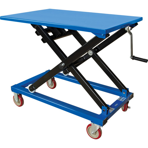 Manual Scissor Lift Table, 37-3/8" L x 23-5/8" W, Steel, 660 lbs. Capacity Auto-Cam