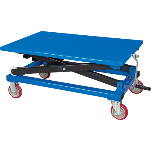 Manual Scissor Lift Table, 37-3/8" L x 23-5/8" W, Steel, 660 lbs. Capacity Auto-Cam