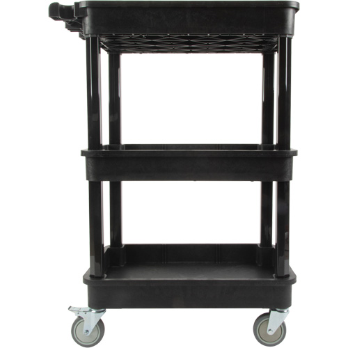 Utility Cart with Deep Lip Shelf, 3 Tiers, 19" x 39-1/2" x 28-1/4", 330 lbs. Capacity Auto-Cam