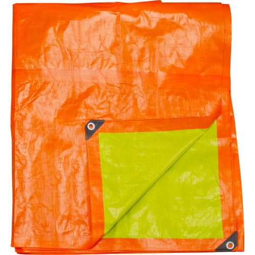 High-Visibility Heavy-Duty Woven Tarp, Polyethylene, Green/Orange, 16' x 20' x 12 mils Auto-Cam