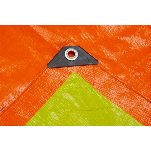 High-Visibility Heavy-Duty Woven Tarp, Polyethylene, Green/Orange, 16' x 20' x 12 mils Auto-Cam
