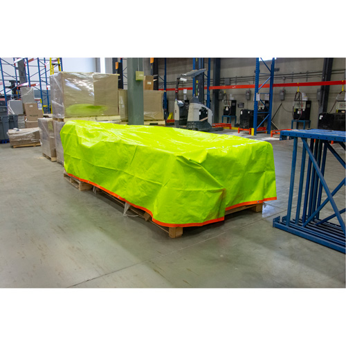 High-Visibility Heavy-Duty Woven Tarp, Polyethylene, Green/Orange, 16' x 20' x 12 mils Auto-Cam