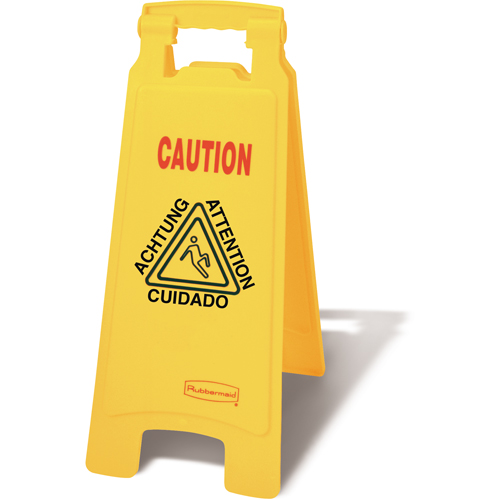Wet Floor Safety Signs, Quadrilingual with Pictogram Auto-Cam