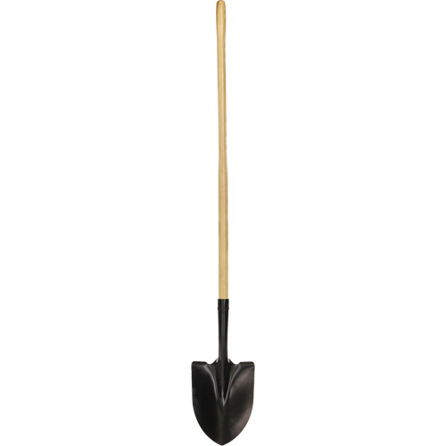 Round Point Shovel, Tempered Steel Blade, Wood, Straight Handle Auto-Cam
