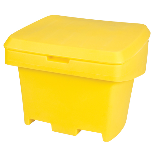 Heavy-Duty Outdoor Salt and Sand Storage Container, 30" x 24" x 24", 5.5 cu. Ft., Yellow Auto-Cam