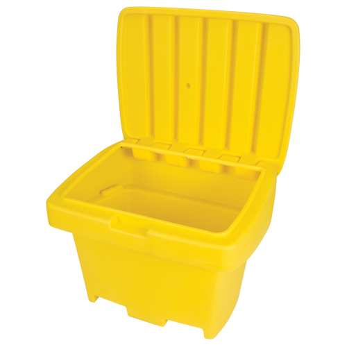 Heavy-Duty Outdoor Salt and Sand Storage Container, 30" x 24" x 24", 5.5 cu. Ft., Yellow Auto-Cam