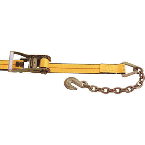 Ratchet Straps, Chain Anchor, 2" W x 30' L, 3335 lbs. (1513 kg) Working Load Limit Auto-Cam