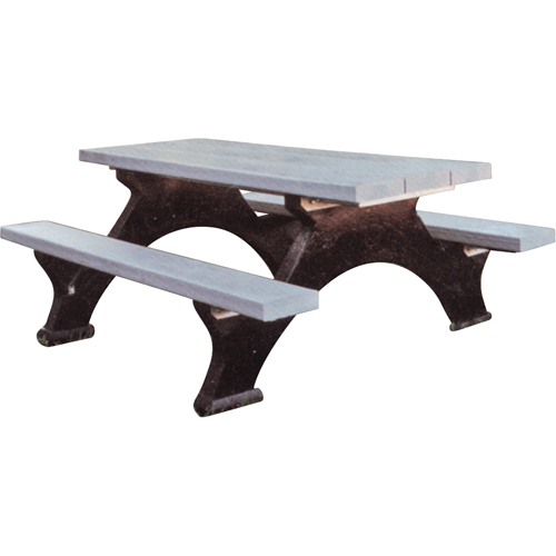 Tables de pique-nique en plastique recycl&eacute;, 8' lo x 62-1/4" la, Gris Auto-Cam