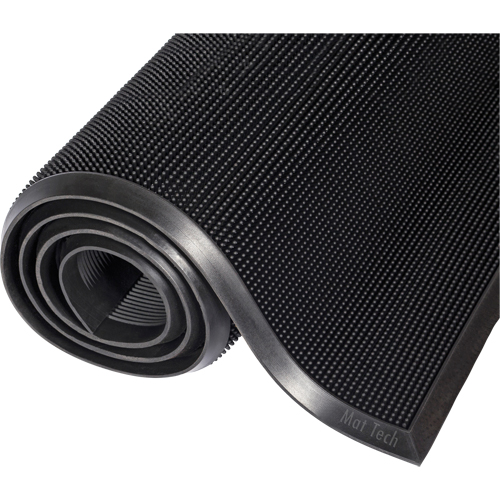 Mat-A-Dor Mat, Rubber, Scraper Type, Finger Tip Style Pattern, 2' x 2-2/3', Black Auto-Cam