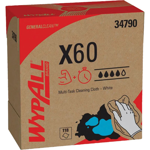 WypAll&reg; X60 Wipers, All-Purpose, 16-3/4" L x 8-3/8" W Auto-Cam